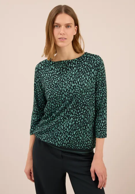 Shirt met geribde structuur ink green