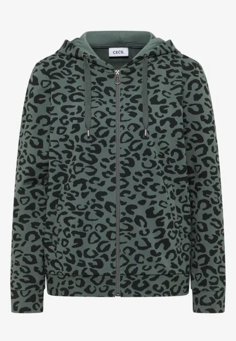 Kapuzenjacke mit Leo-Muster dark balmy khaki