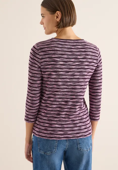 Gestreiftes Ripp-Shirt eggplant red
