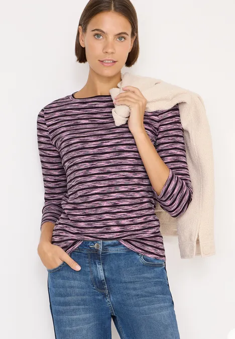 Gestreiftes Ripp-Shirt eggplant red