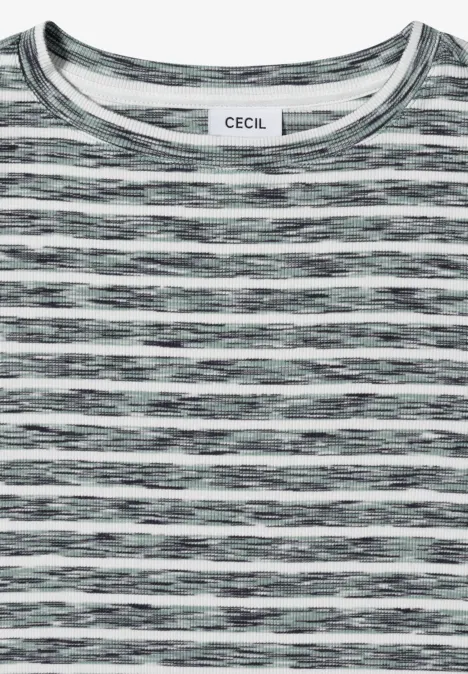 Gestreiftes Ripp-Shirt jewel green