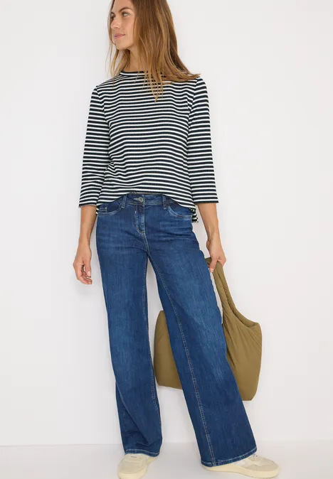 Gestreiftes Strukturshirt urban dark blue