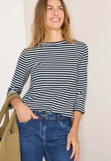 Gestreiftes Strukturshirt urban dark blue