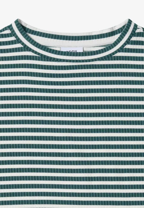 Gestreiftes Strukturshirt jewel green