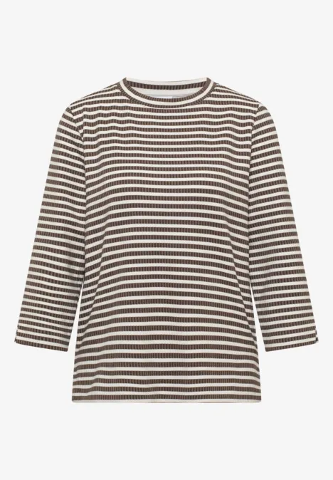 Gestreiftes Strukturshirt cocoa taupe