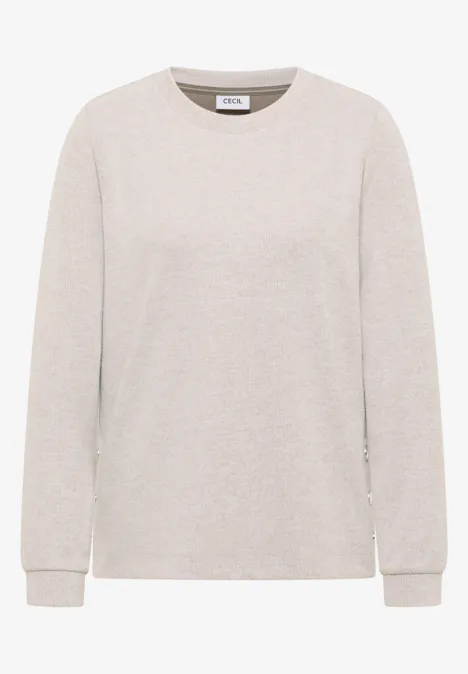 T-shirt mélangé avec boutons toffee cream melange