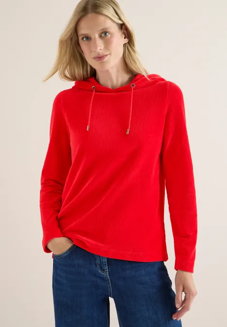 Veste en velours côtelé avec capuche fiery red