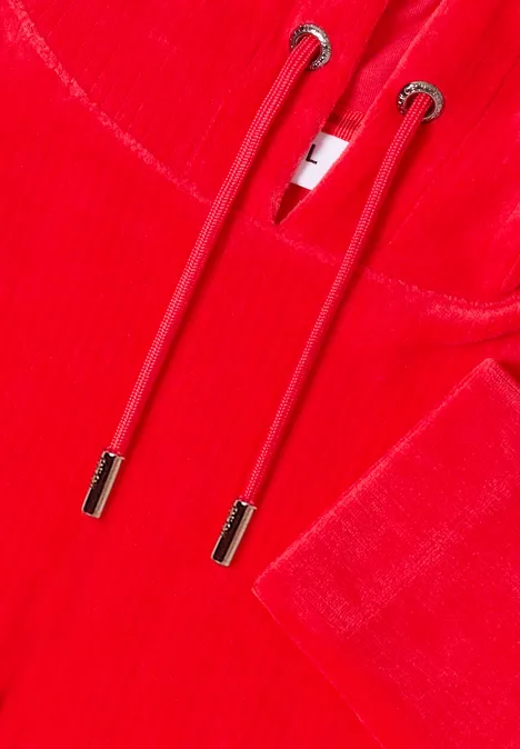 Veste en velours côtelé avec capuche fiery red