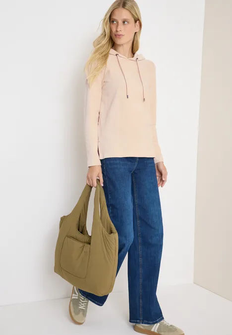 Cordshirt mit Kapuze oat milk beige