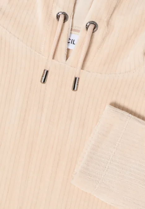 Cordshirt mit Kapuze oat milk beige