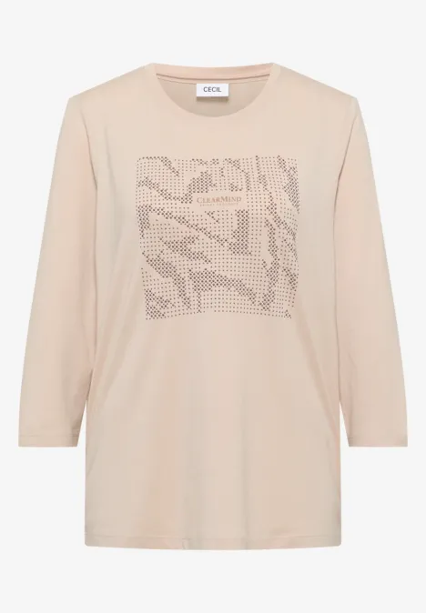 Shirt mit Schmucksteinen oat milk beige
