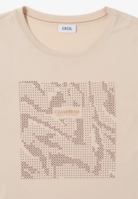 Shirt mit Schmucksteinen oat milk beige