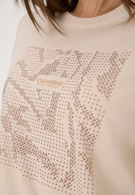 Shirt mit Schmucksteinen oat milk beige