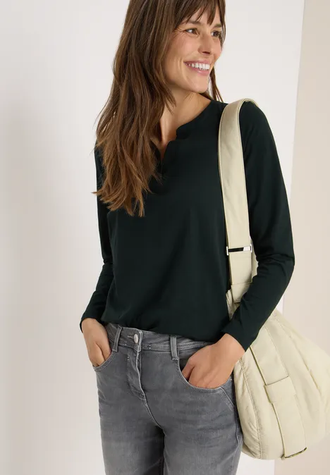 Shirt im Tunika-Look ink green