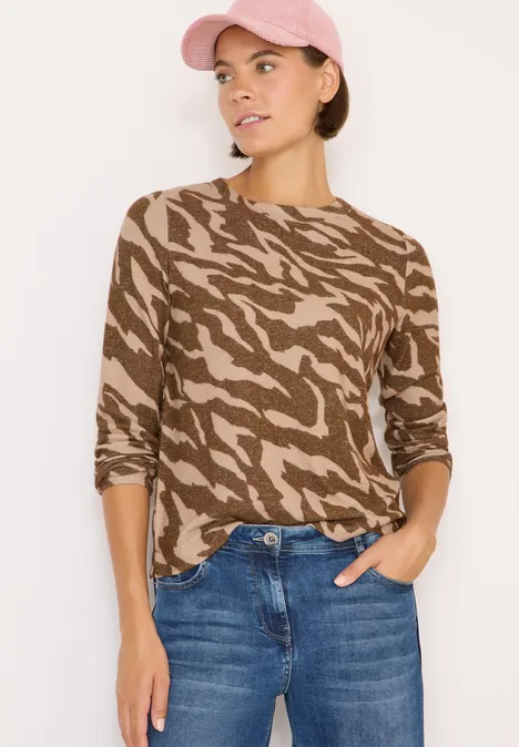 Gemustertes Melange Shirt mocha caramel melange