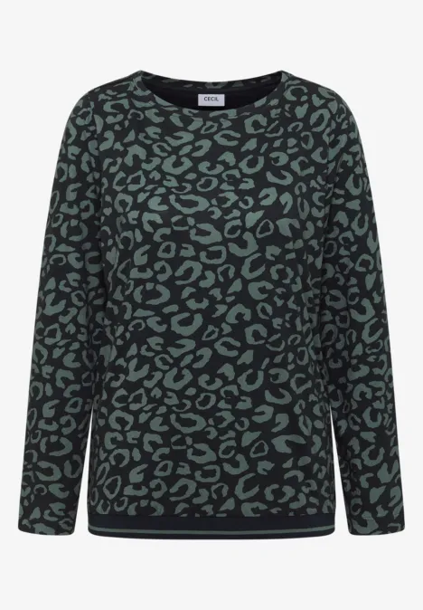 Gemustertes Shirt ink green
