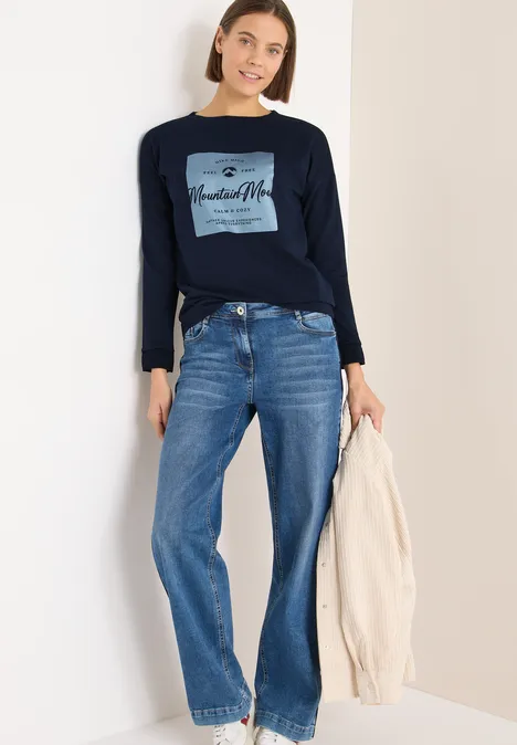 Shirt mit Satin Print urban dark blue