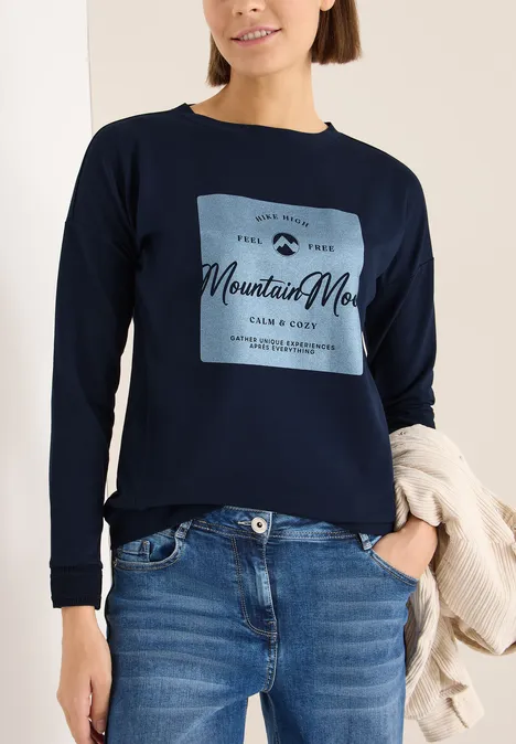 Shirt mit Satin Print urban dark blue