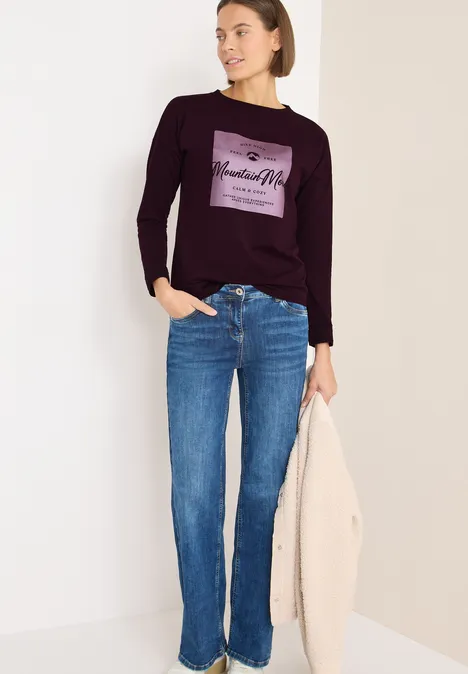 Shirt mit Satin Print eggplant red