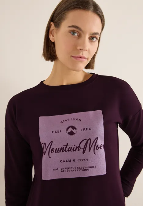 Shirt mit Satin Print eggplant red