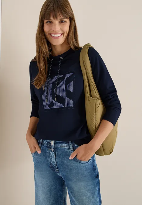 Shirt met kunstwerk urban dark blue