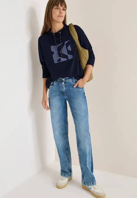 Shirt met kunstwerk urban dark blue