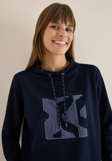 Shirt met kunstwerk urban dark blue