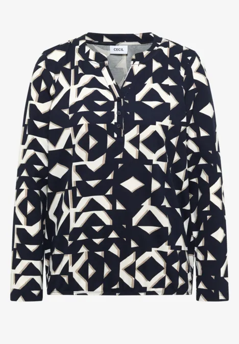 Shirt met print in tunieklook urban dark blue