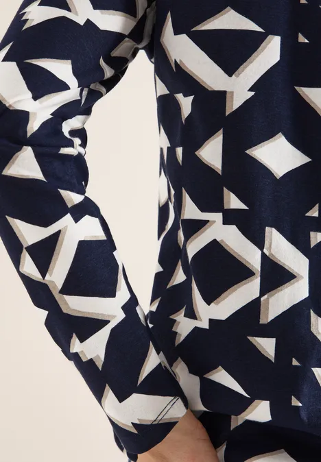 Shirt met print in tunieklook urban dark blue