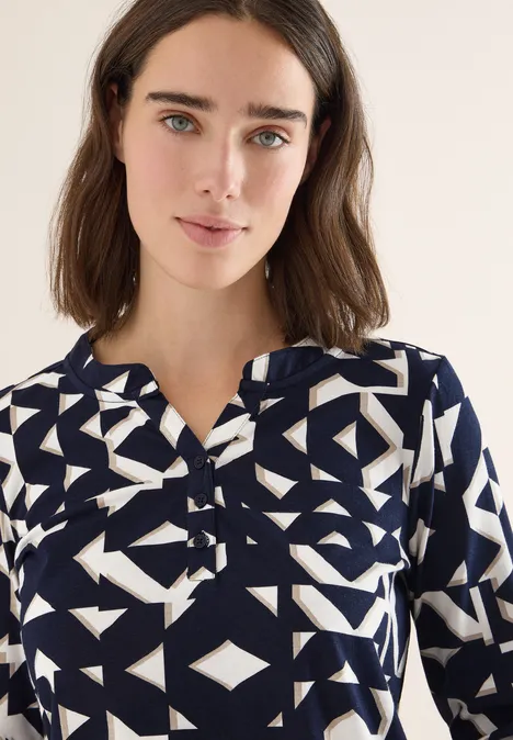 Shirt met print in tunieklook urban dark blue