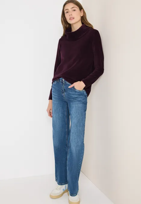 Cord Shirt mit großem Kragen eggplant red