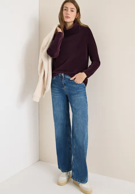 Cord Shirt mit großem Kragen eggplant red