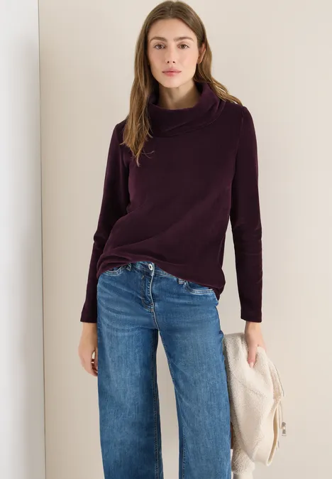 Cord Shirt mit großem Kragen eggplant red