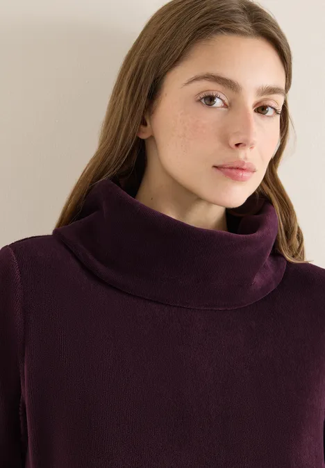 Cord Shirt mit großem Kragen eggplant red