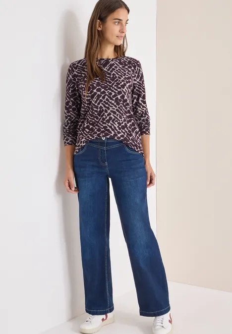 Kuscheliges Print-Shirt eggplant red melange