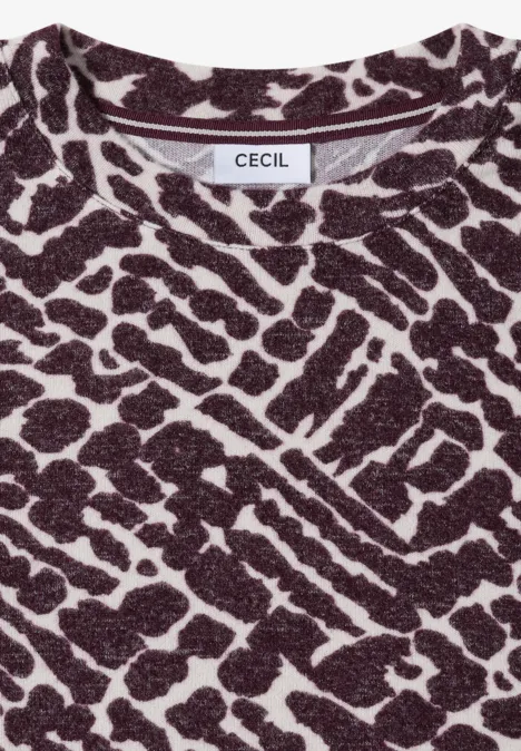 Kuscheliges Print-Shirt eggplant red melange