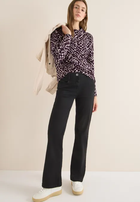 Print-Shirt mit Knopfdetails eggplant red