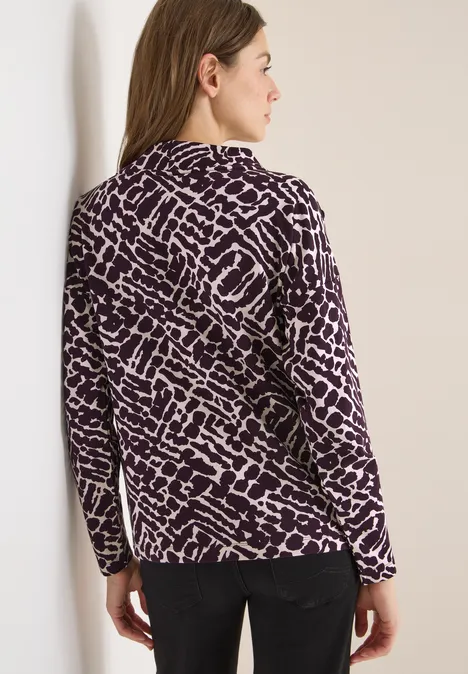 Print-Shirt mit Knopfdetails eggplant red