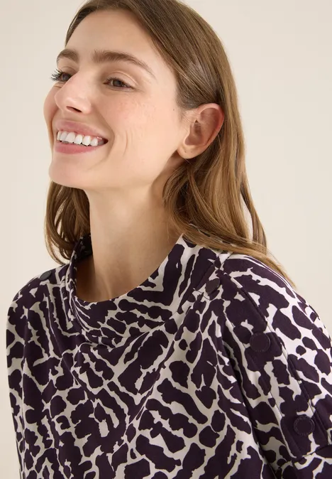 Print-Shirt mit Knopfdetails eggplant red