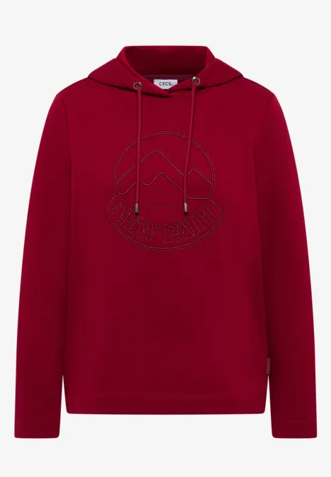 Kapuzenshirt mit Stickerei beaujolais red