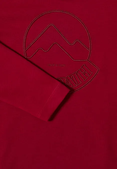 Kapuzenshirt mit Stickerei beaujolais red