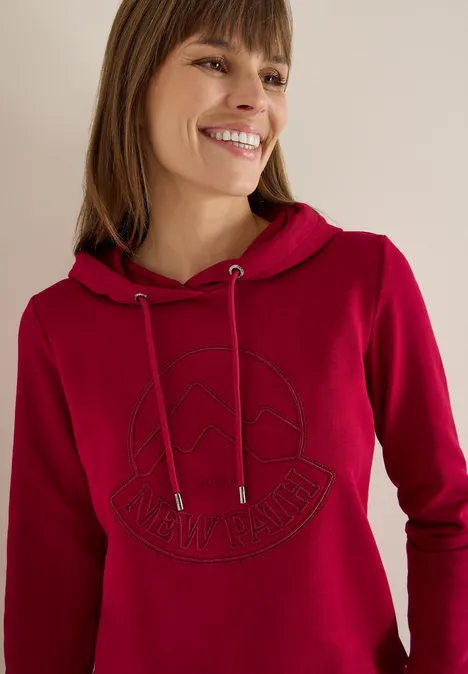 Kapuzenshirt mit Stickerei beaujolais red