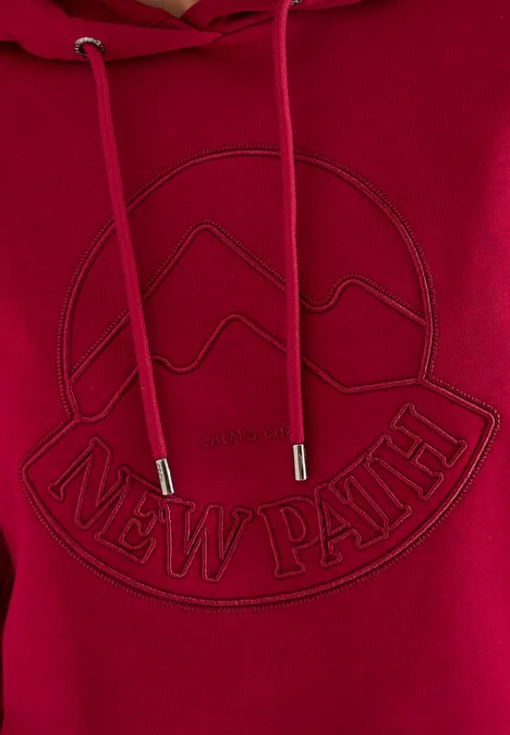 Kapuzenshirt mit Stickerei beaujolais red