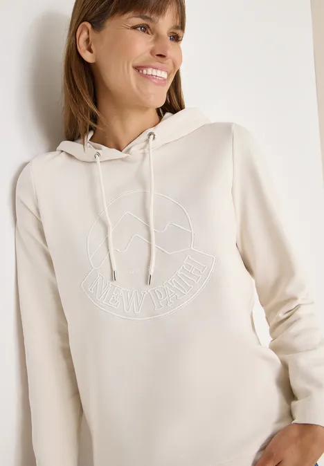 Kapuzenshirt mit Stickerei light greige