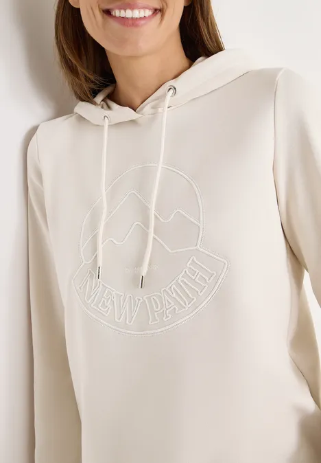Kapuzenshirt mit Stickerei light greige