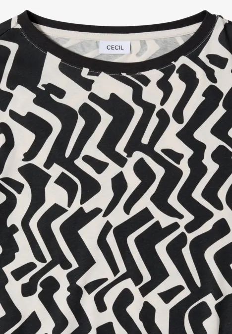 Wzorzysta koszulka z długim rękawem light greige