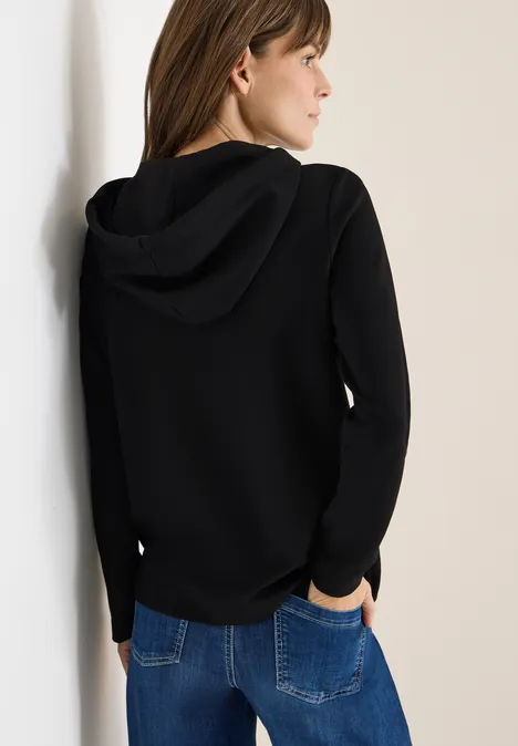 Hoodie Shirt mit Folienprint Black Hoodie Shirt mit Folienprint Black