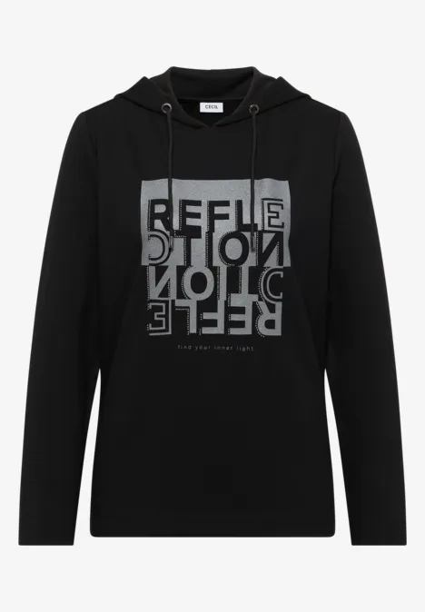 Hoodie Shirt mit Folienprint Black