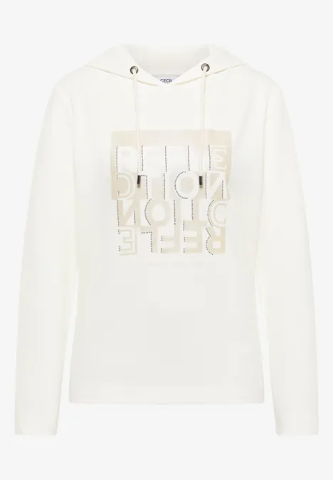 Hoodie Shirt mit Folienprint vanilla white