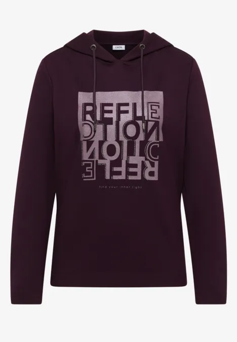 Hoodie Shirt mit Folienprint eggplant red Hoodie Shirt mit Folienprint eggplant red